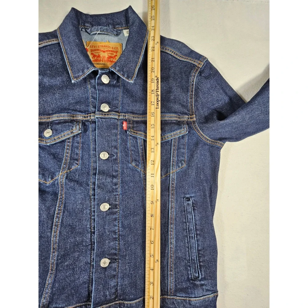 Levis Mens Standard Trucker Jacket Dark Wash‎ Denim Blue 723342761 Size S New